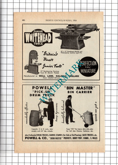 F J Ballard & Co Ltd Tipton /  Powell & Co Burry Port Wales  -  1954 Advert