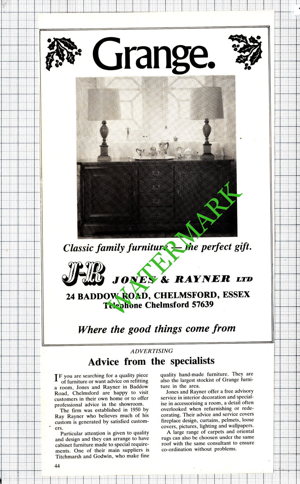 Jones and Rayner Ltd Chelmsford Essex Advert Ray Rayner  - c.1985 Cutting
