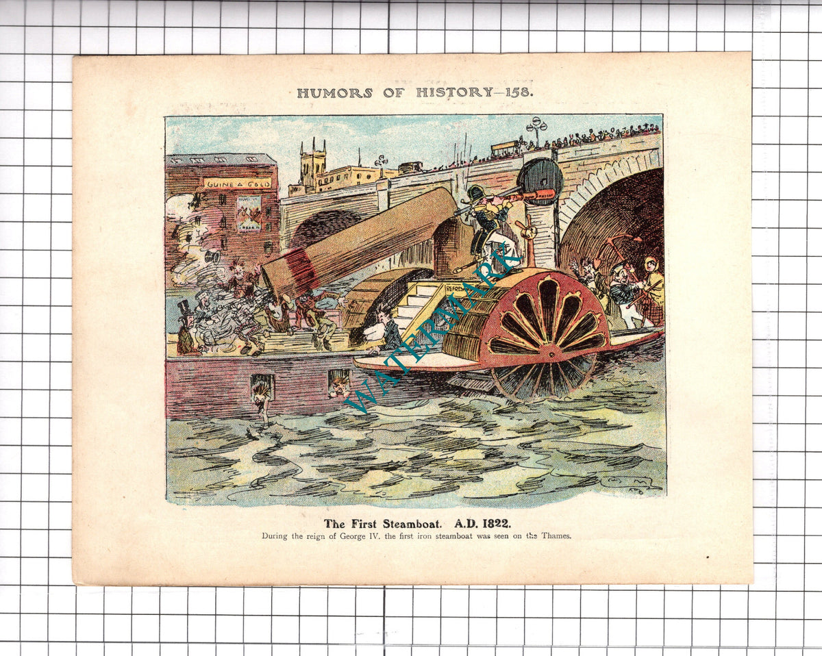 Napoleon Waterloo / The First Steamboat Thames - c.1921 Book Print