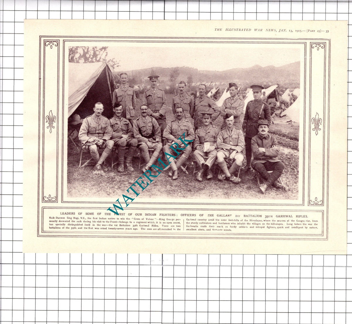 1st Batt 39th Garhwal Rifles Naik Darwan Sing Negi - 1915 Book Print