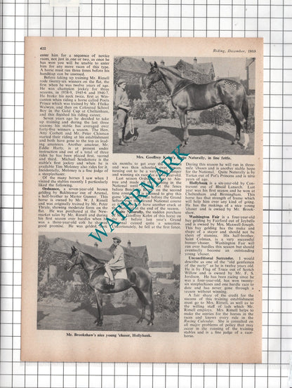 Mr T F Rimell Horse Trainer - 1953 Article