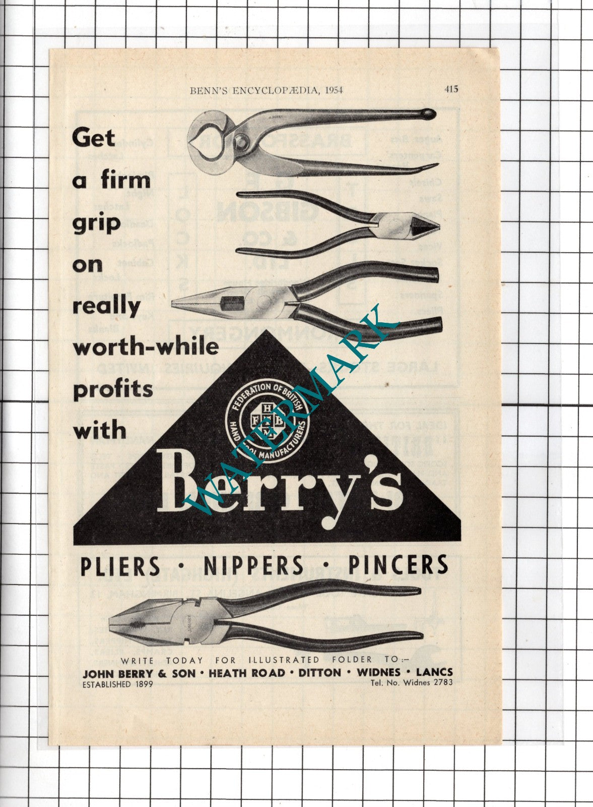 John Berry & Son Heath Road Ditton Widnes Lancashire  - 1954 Advert
