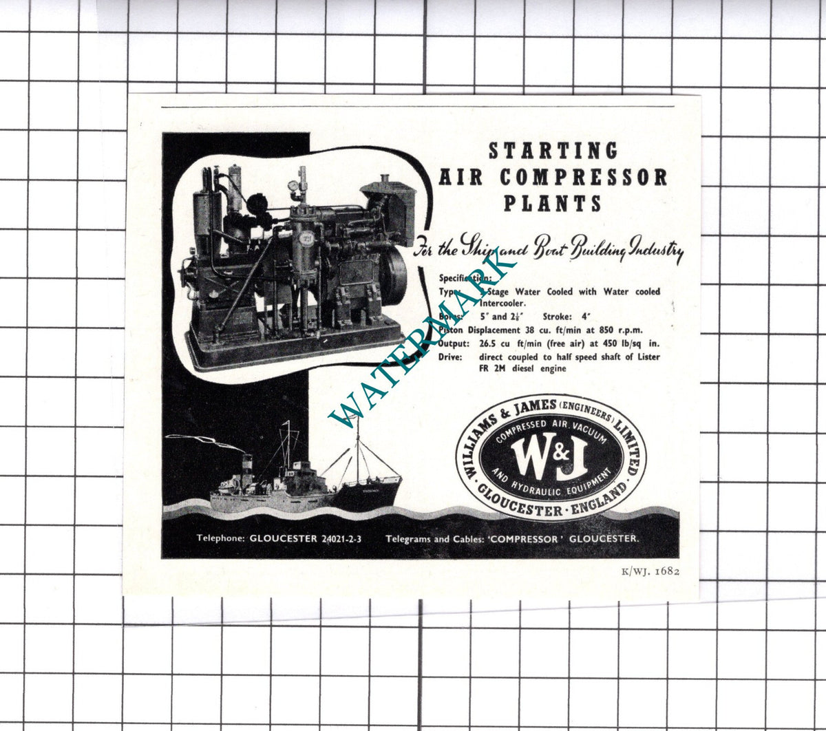Williams & James Gloucester / Vaughan Crane Co Manchester - c.1947 Small Advert