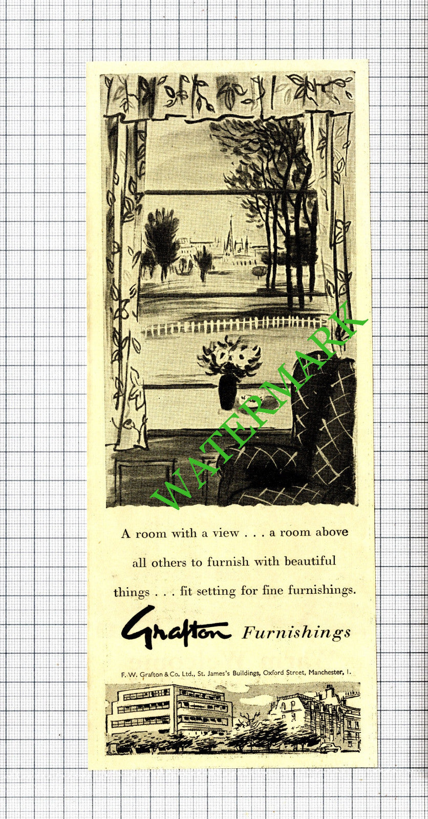 F W Grafton & Co Ltd Furnishings Manchester Advert - 1951 Cutting