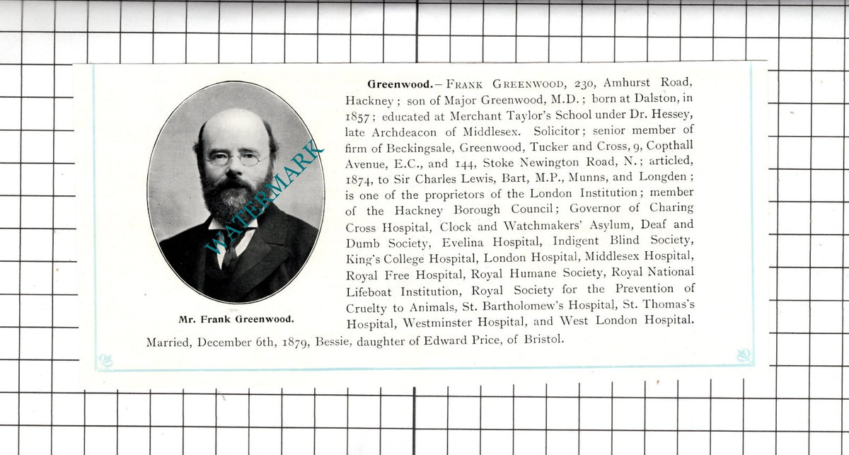 Frank Greenwood Dalston Albert Gibson Golfwood Walton on Thames  c.1905 Clipping