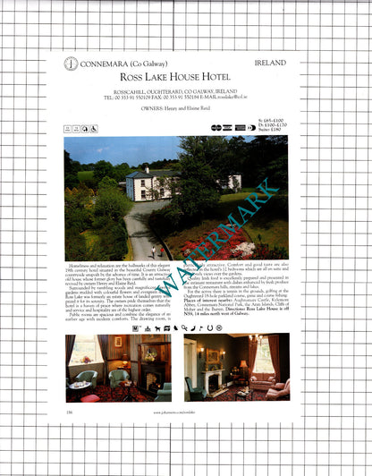 Cashel Palace Hotel Cashel Ireland / Ross Lake Rossacahill Galway -  2001 Advert