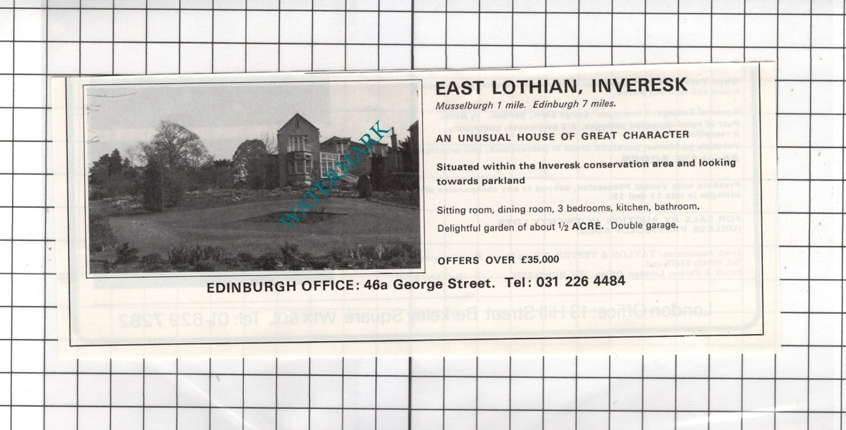 Inveresk Musselburgh East Lothian Scotland House Sale Advert - 1978