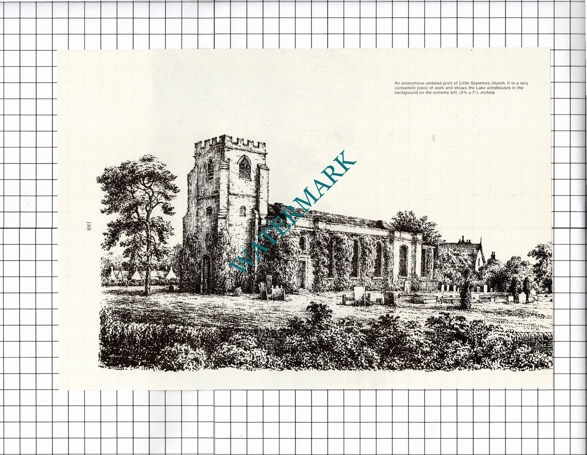 Little Stanmore Church Middlesex - 1980's Clipping / Illustration