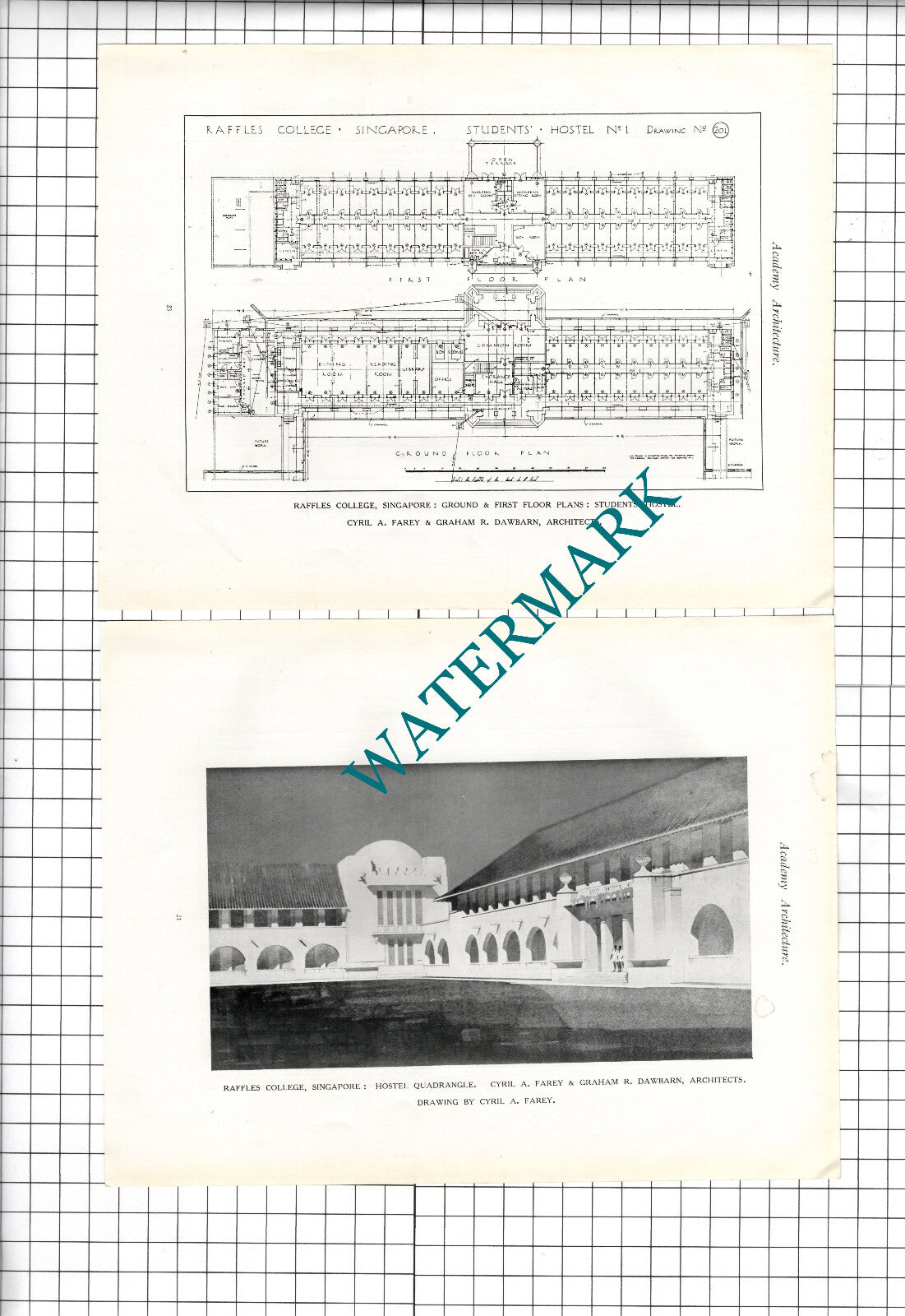 Raffles College Singapore Cyril A Farey Graham Dawbarn - c.1930's Book Prints