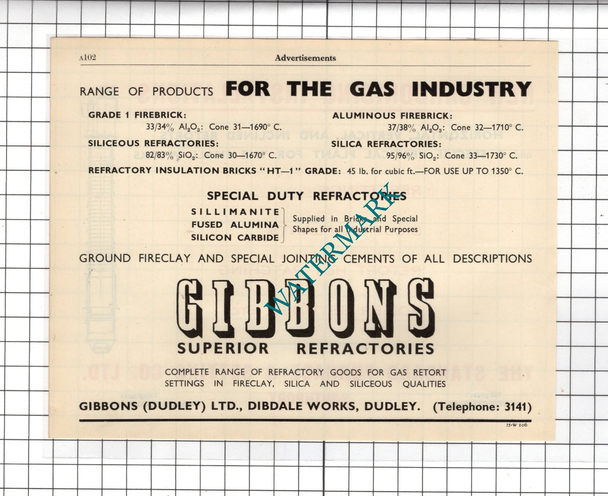 Gibbons Dudley Ltd / The Standard Furnace & Setting Co Southport -  1951 Advert