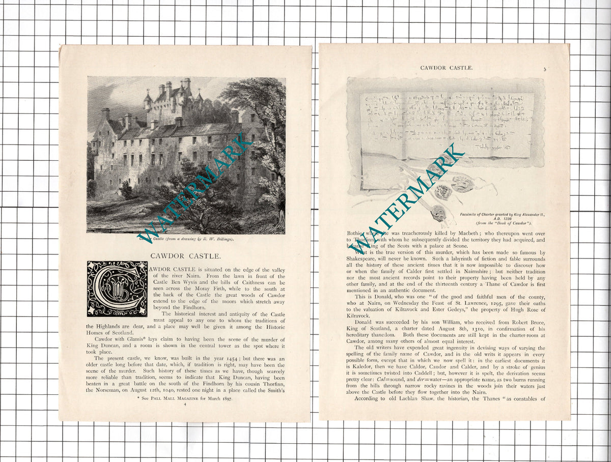 Cawdor Castle Nairn Scotland - 1897 Article / Print