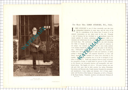 The Right Hon Lord Avebury  John Lubbock  -- c.1920 Print / Article