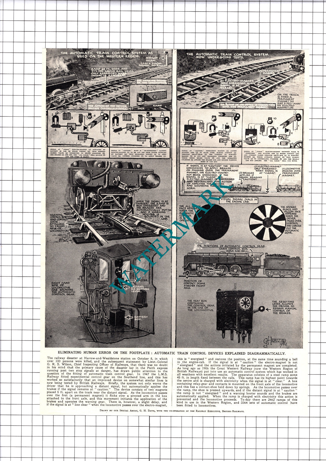 Automatic Train Control System Railway Safety   - 1952 Cutting / Print