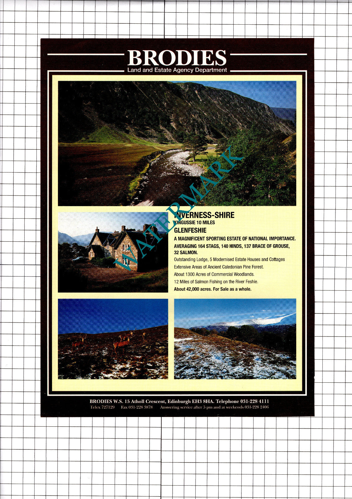 Glenfeshie Inverness-Shire Scotland Sale Advert - 1994 Clipping / Print