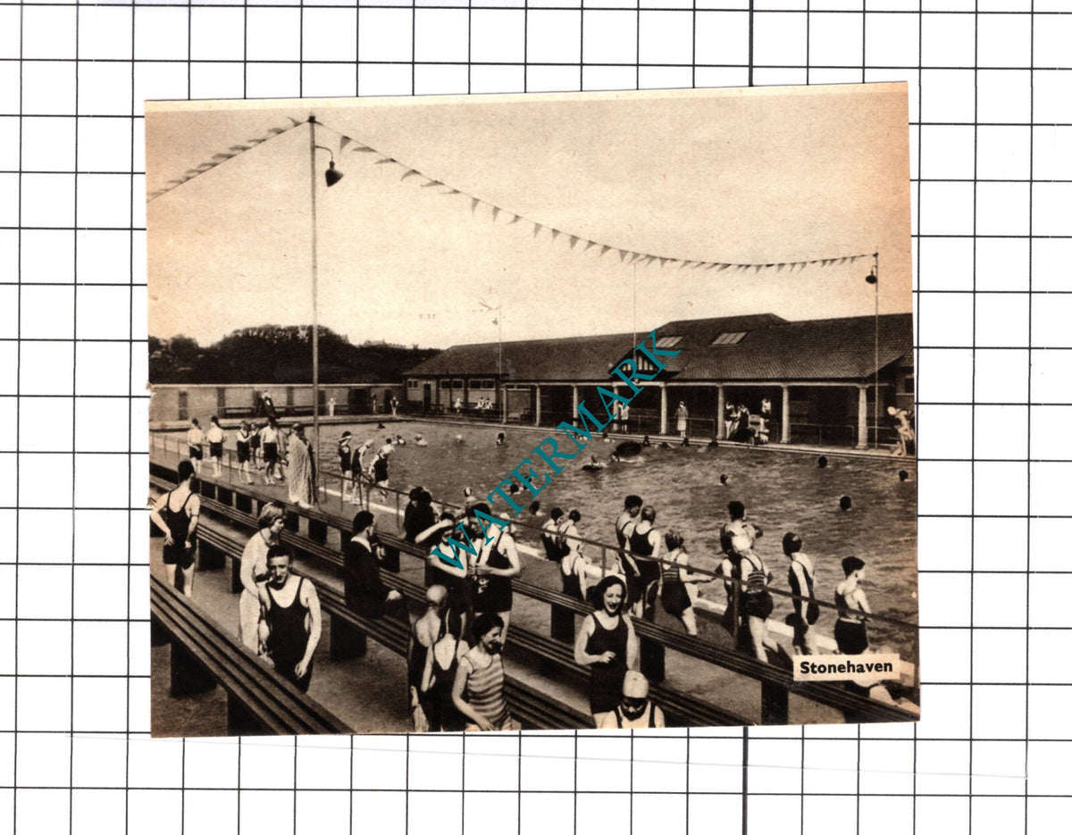 Stonehaven Scotland Pool  - 1939 SMALL Cutting / Print