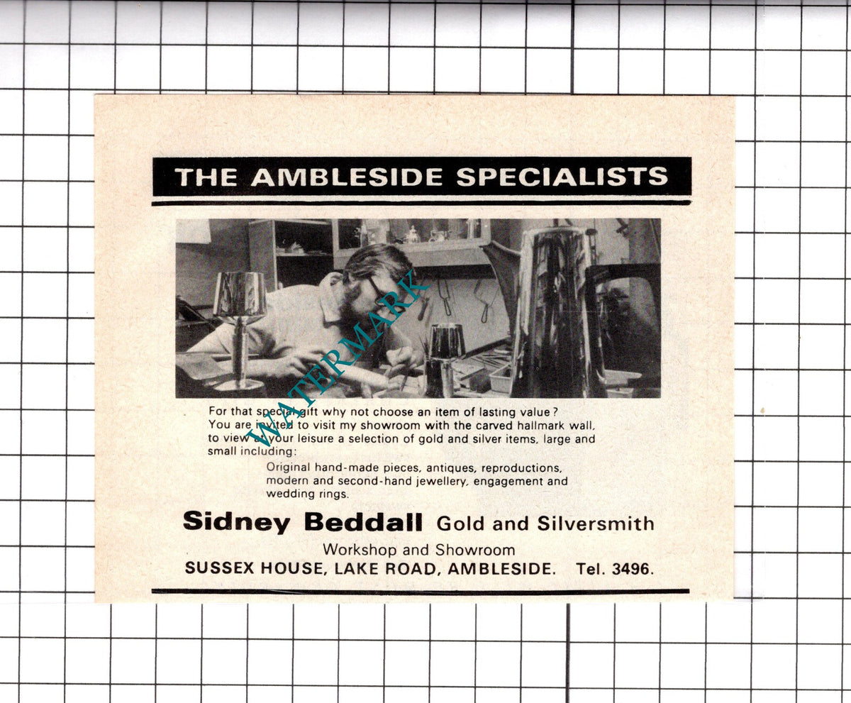 Sidney Beddall Gold and Silversmith Ambleside Advert - 1981 Clipping / Print