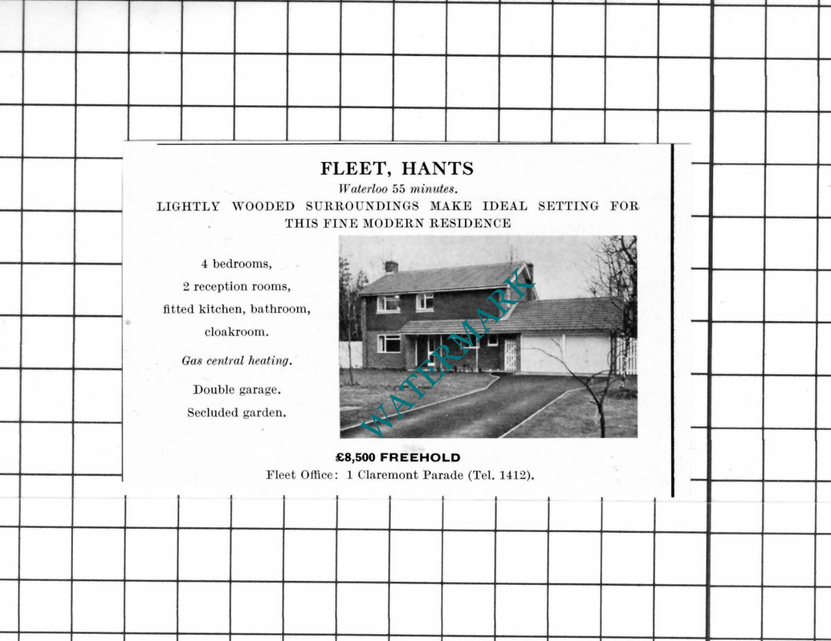 Fleet Hampshire SMALL House Sale Advert - 1967 Cutting