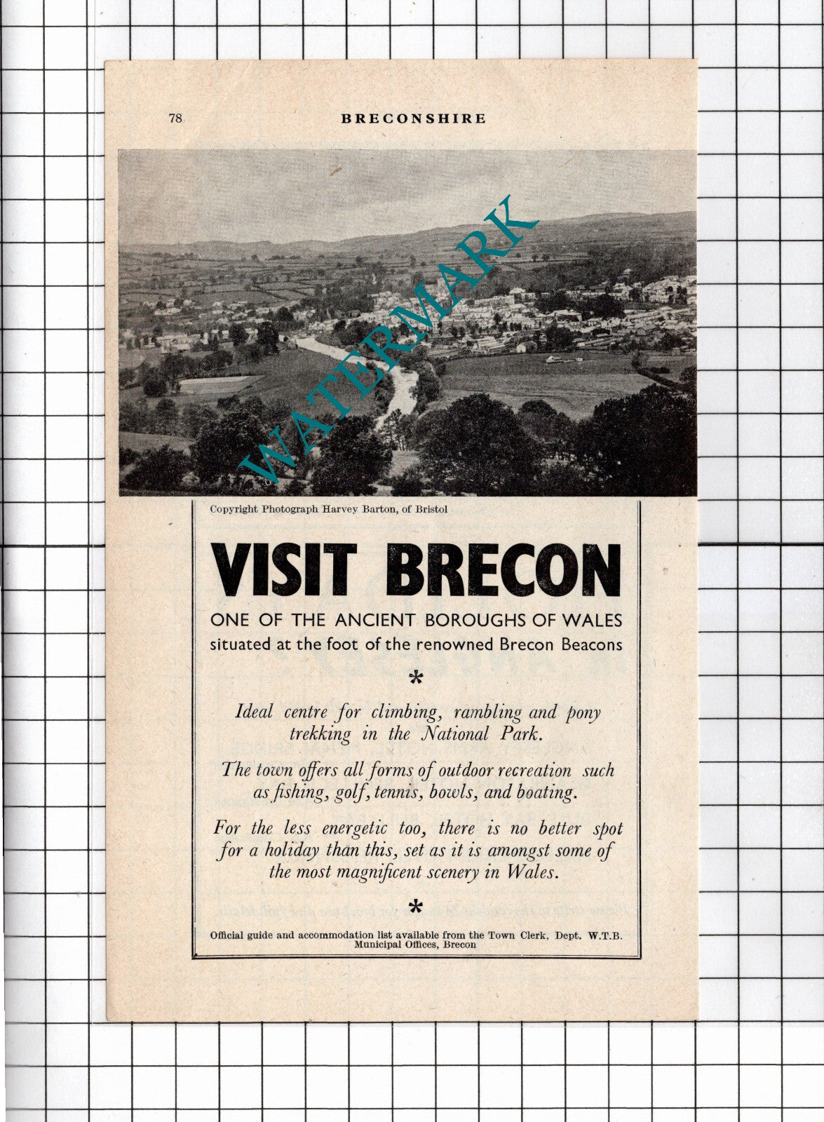 Brecon Wales Tourism - 1965 Advert