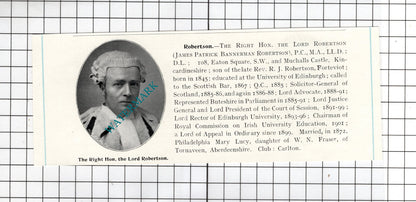 Sir Robert Romer Buntingford / James Patrick Bannerman Robertson   1905 Clipping