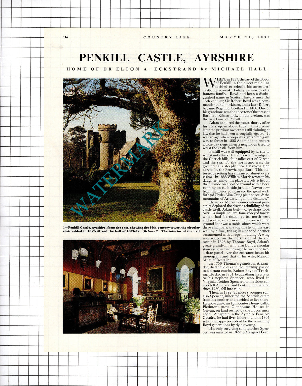 Penkill Castle Ayrshire  Dr Elton Eckstrand - 1991 Article