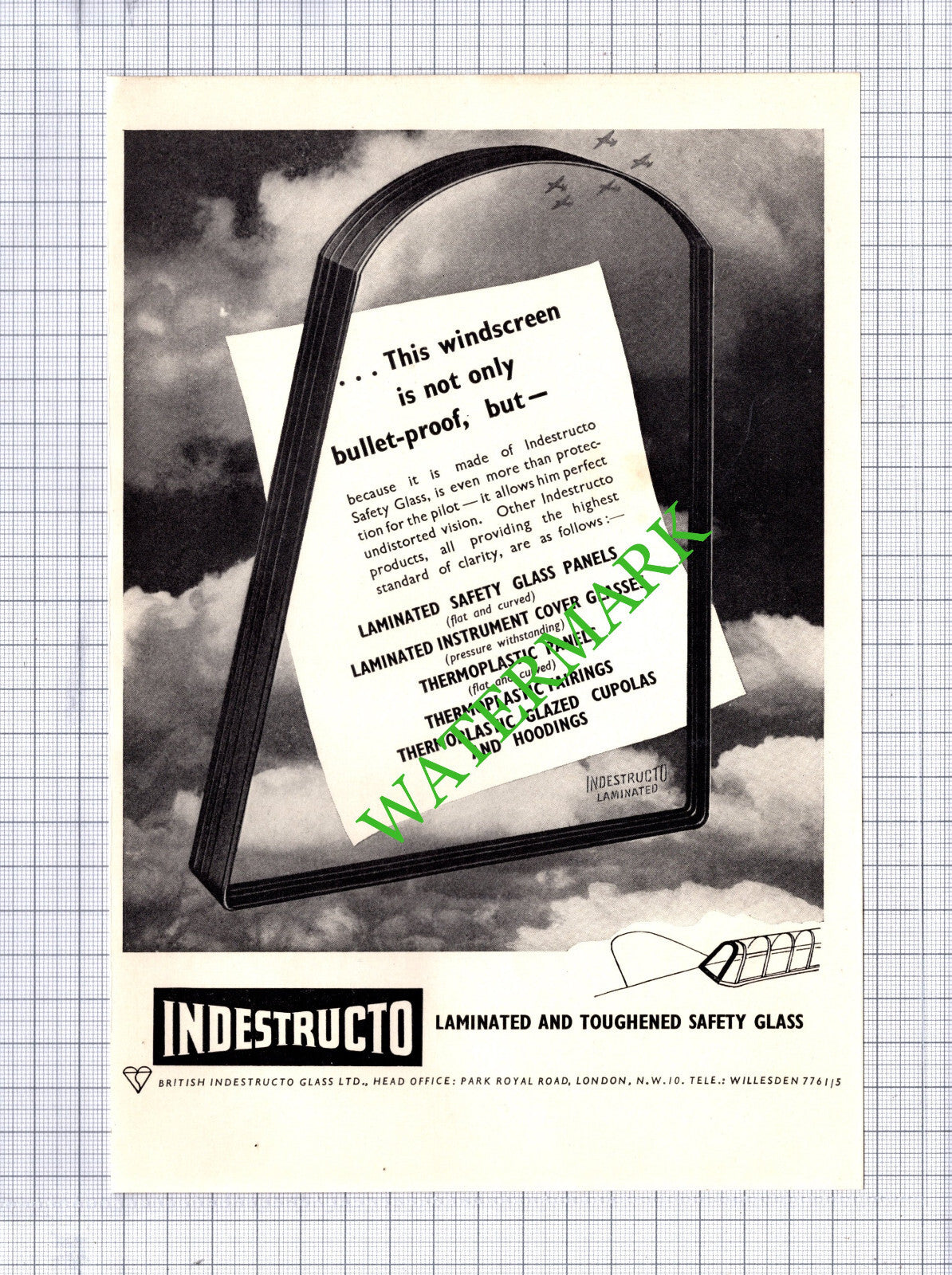 British Indestructo Glass / British Engraving Manufacturing ADVERT- 1942 Cutting