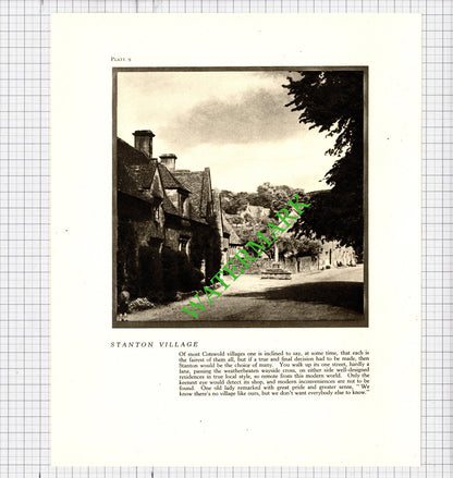 Stanton Village Gloucestershire - 1940's Cutting / Print
