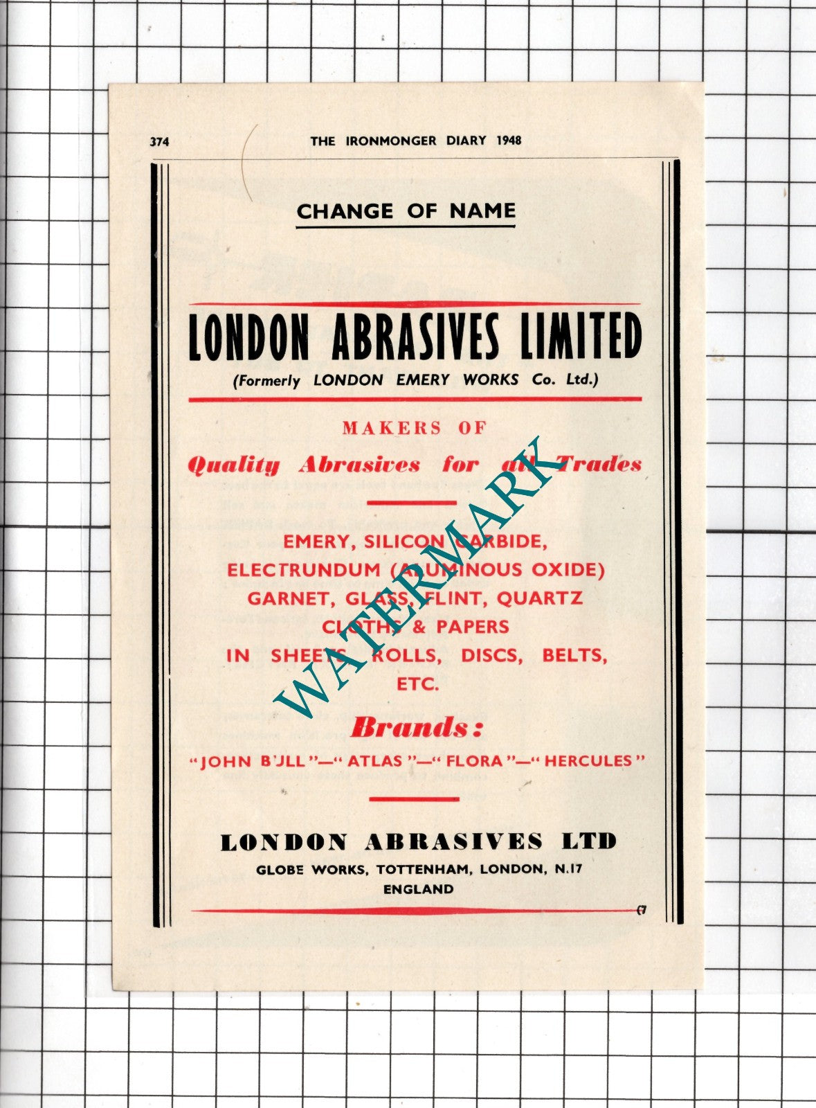 London Abrasives Ltd London Emery Works Co Ltd London - 1948 Small Advert