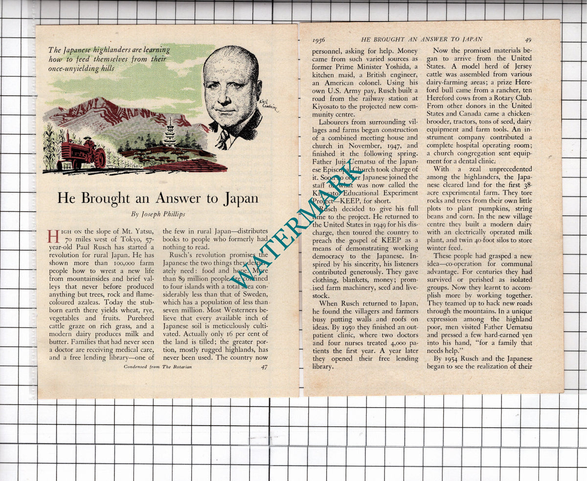 Paul Rusch Japan  - 1956 Small Article
