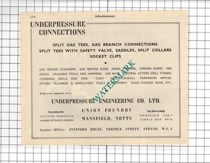 South Durham Steel & Iron Co Underpressure Engineering Co Mansfield -1951 Advert