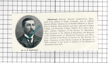 William Bottomley Furlane Saddleworth Edward Philips Charlewood - c.1900 Cutting