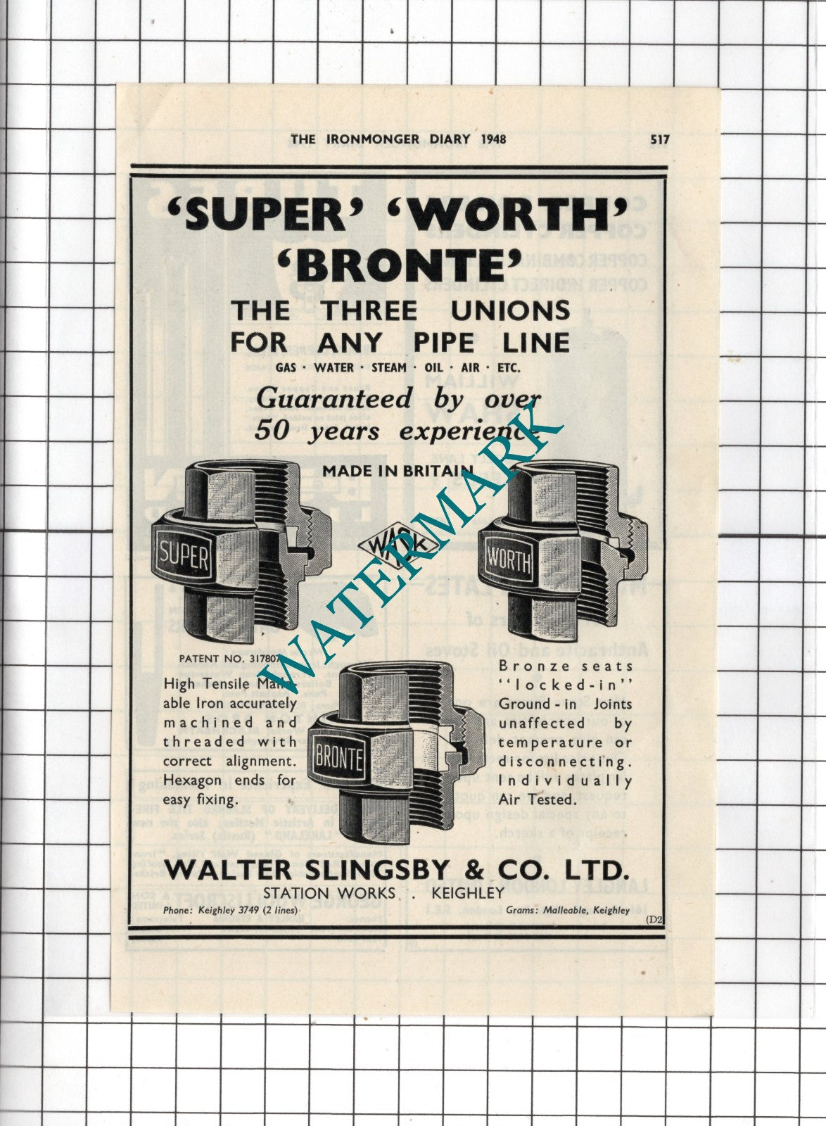 Walter Slingsby & Co Ltd Station Works Keighley Yorkshire - 1948 Advert