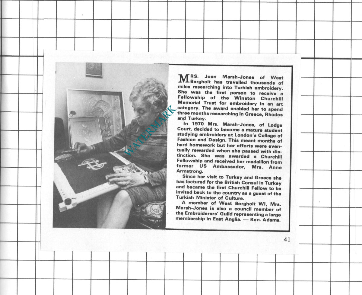 Mrs Joan Marsh-Jones West Bergholt Essex - 1978 Small Clipping