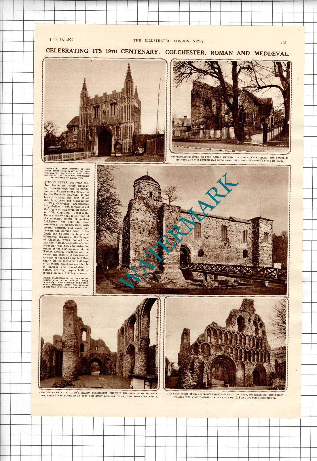 Colchester Essex  Roman Colchester - 1950 Article / Print