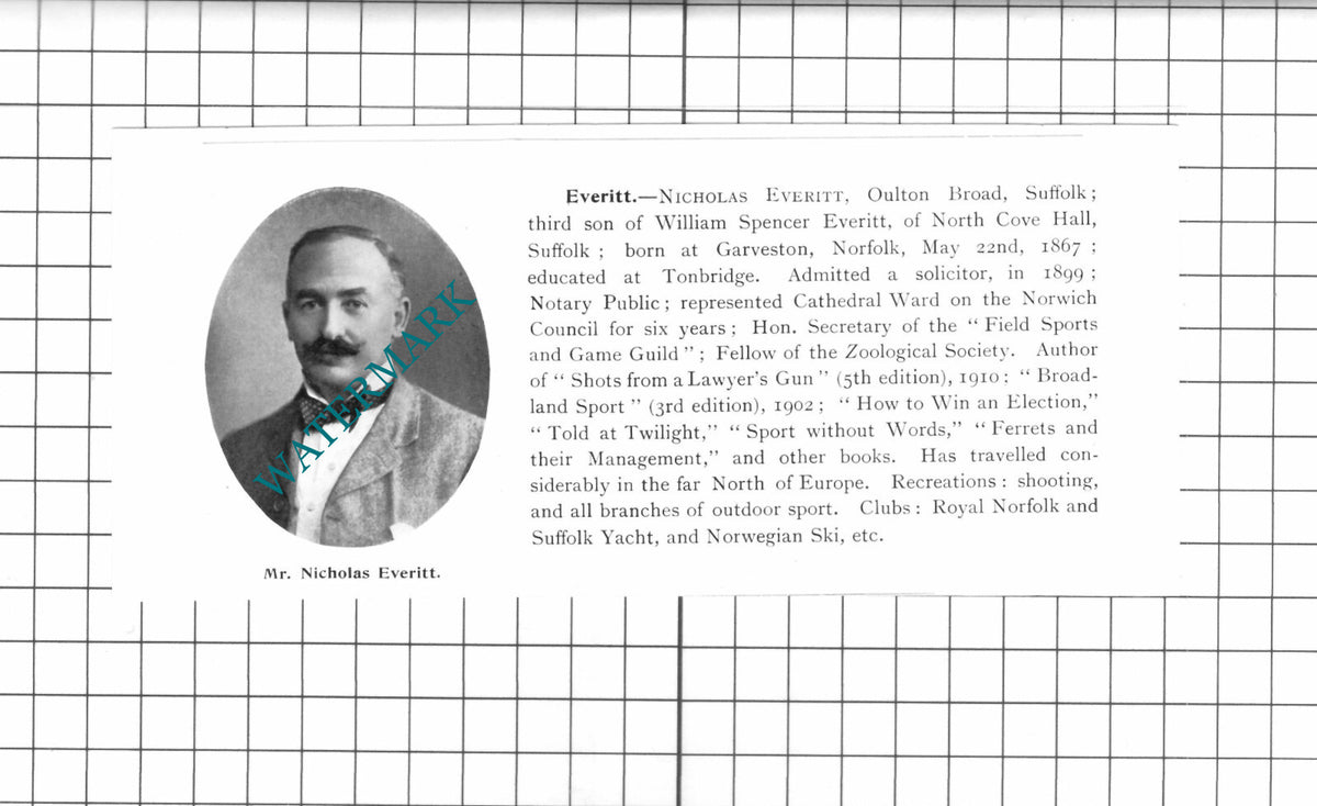 Colonel George Sampson Elliston / Nicholas Everitt Oulton Broad - 1911 Clipping