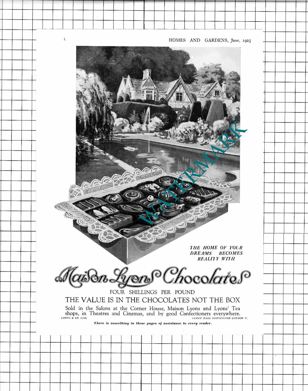 TWO Maison Lyons Chocolates ADVERTS   - 1925 Cuttings / Prints