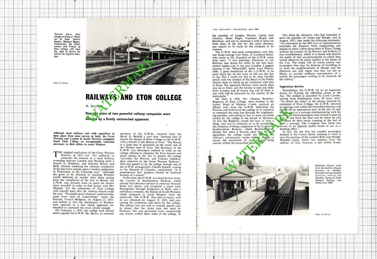 Eton College Great Western Railway Opposition Dr Hawtrey  - 1968 Article
