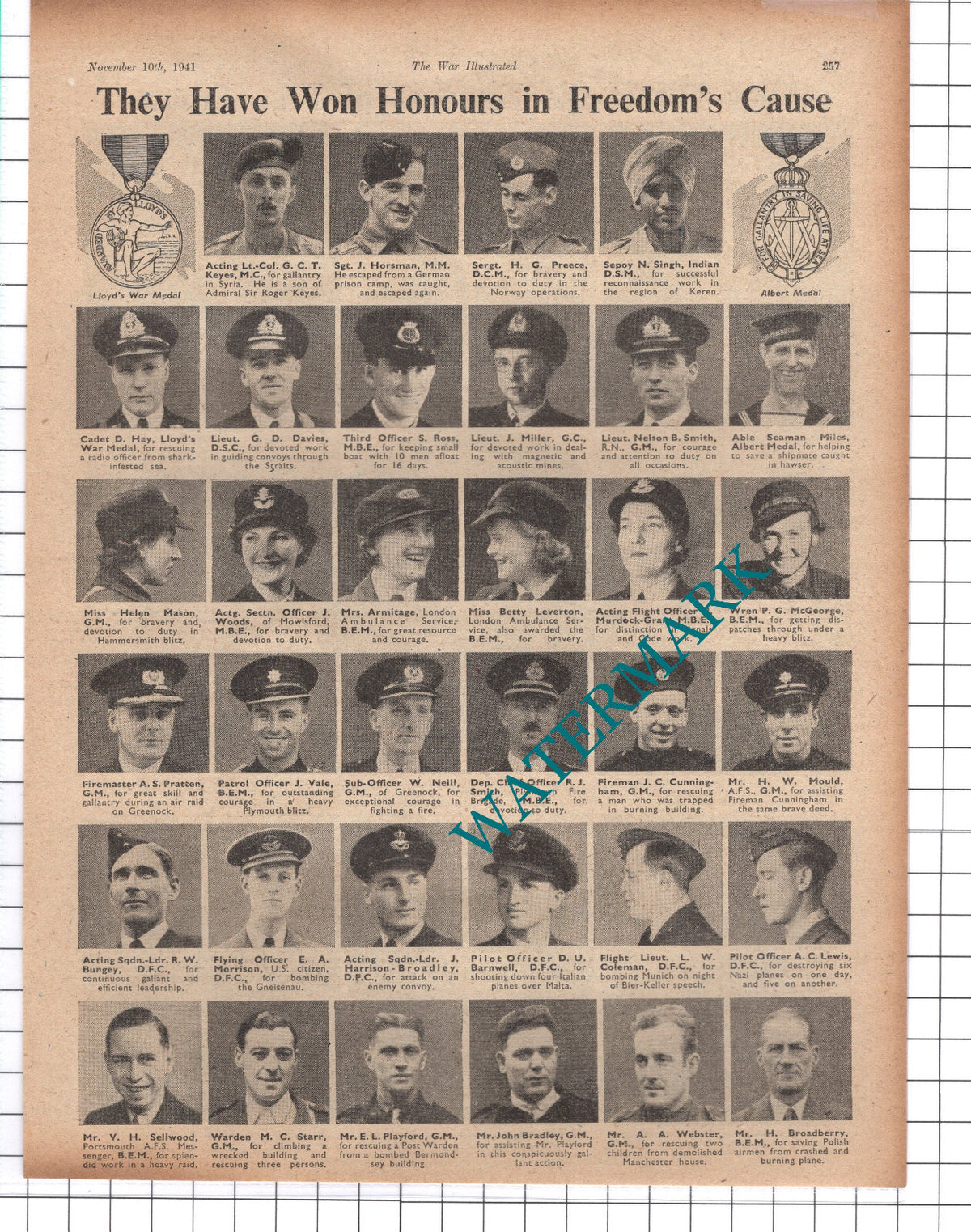 Leverton Murdock-Grant McGeorge Pratten Bungey Broadberry    - 1941 Clipping