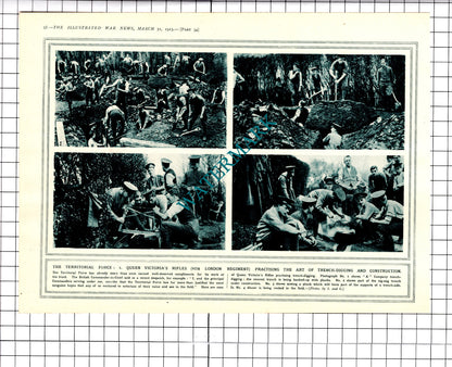 9th London Reg Rashleigh Keeson  Queen Victoria's Rifles WW1 - 1915 Clipping