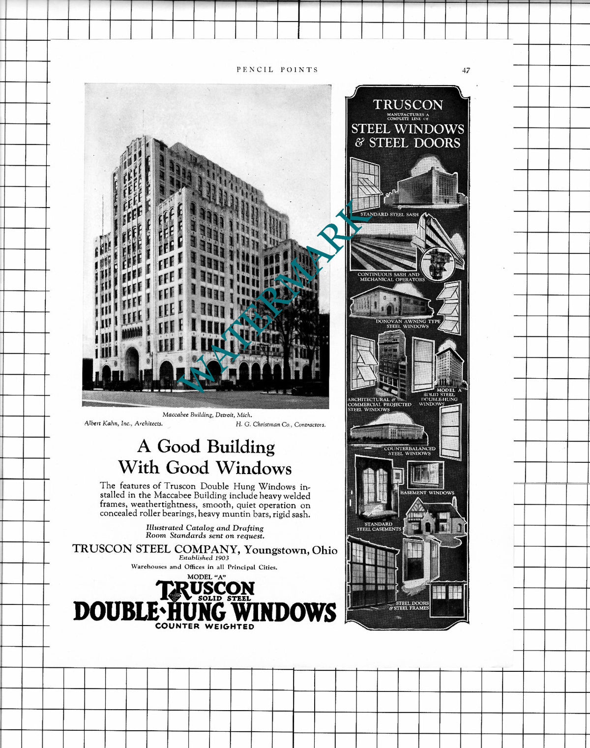 Maccabee Building Detroit Michigan Albert Khan Truscon - 1927 Advert / Print