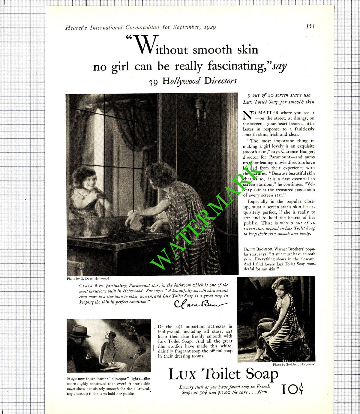 Clara Bow Actress Betty Bronson Paramount Lux Soap Advert- 1929 Cutting