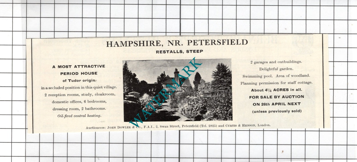 Restalls Steep Hampshire House Sale Advert - 1967