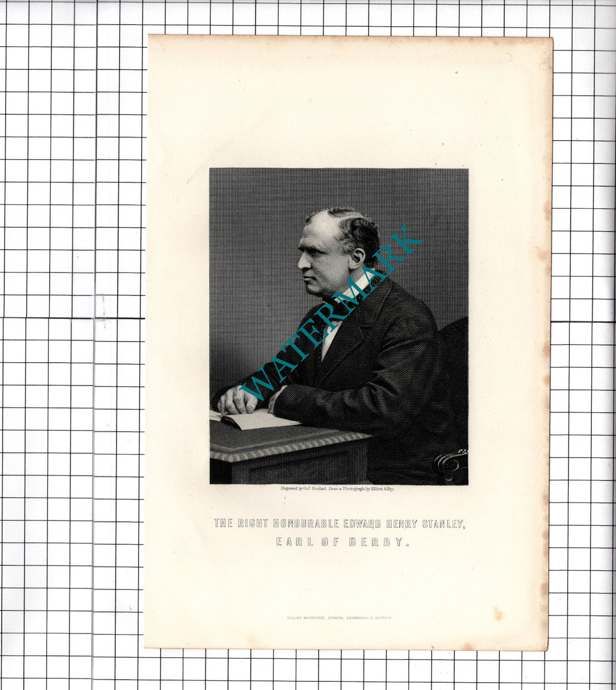 The Right Hon Edward Henry Stanley Earl Of Derby    - c.1881 Print