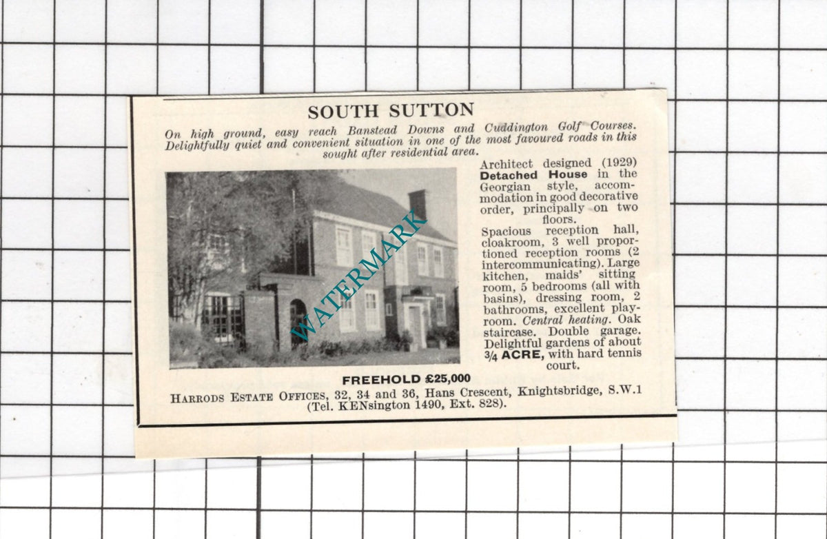 South Sutton  Banstead Downs Cuddington Golf Course  - 1967 SMALL House Advert