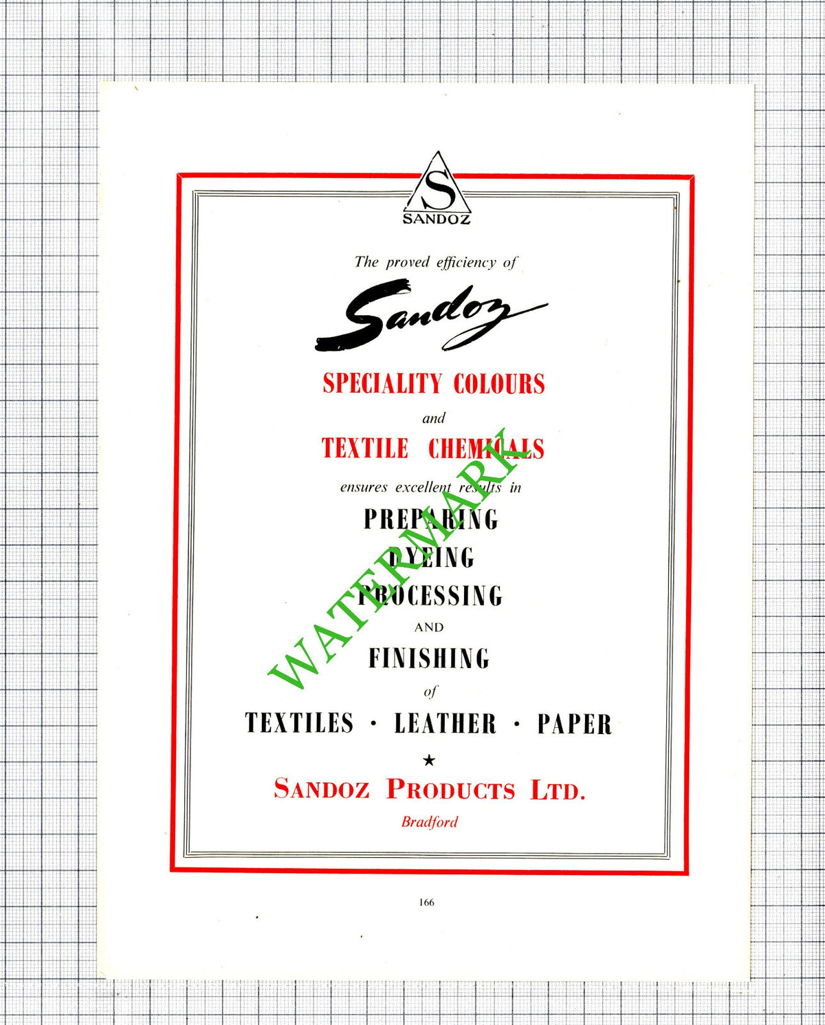 Sandoz Products Ltd Bradford Yorkshire Advert - 1957 Cutting