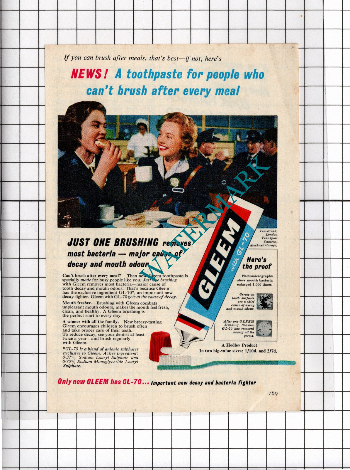 Gleem Toothpaste ADVERT - 1956 Small Clipping