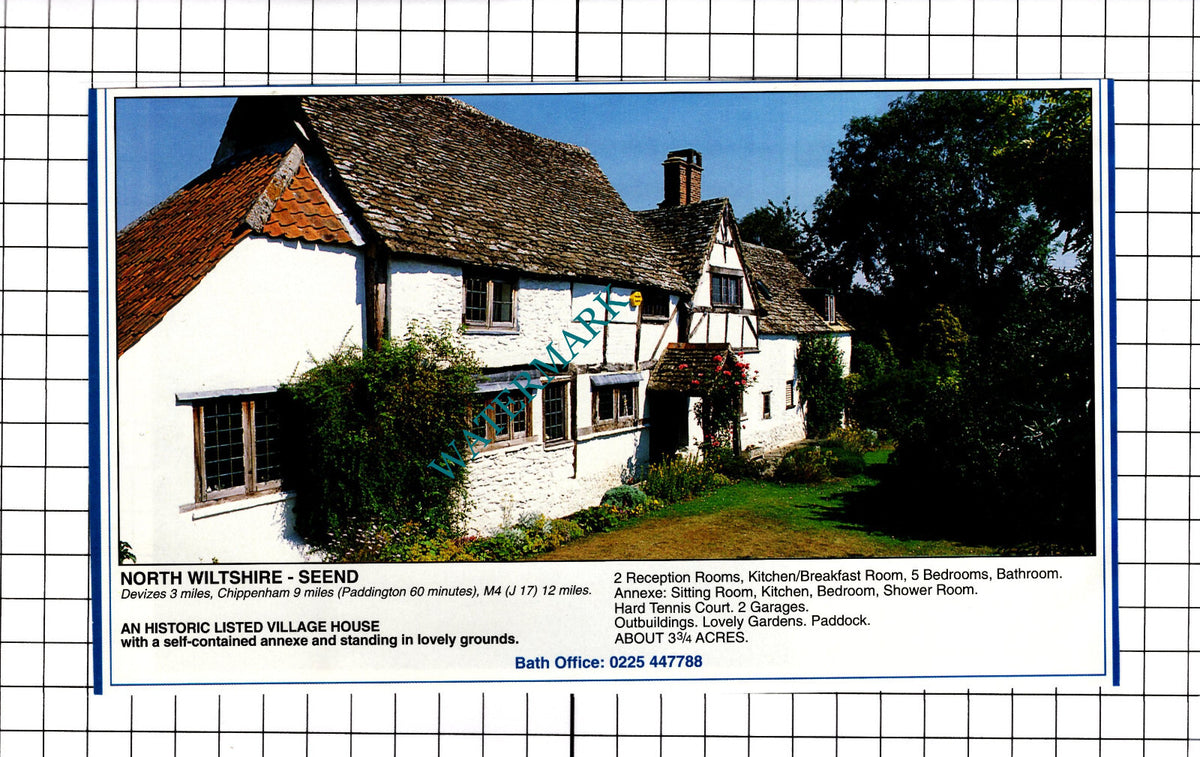 Seend Wiltshire / Chidham West Sussex House Sale Advert - 1991 Clipping