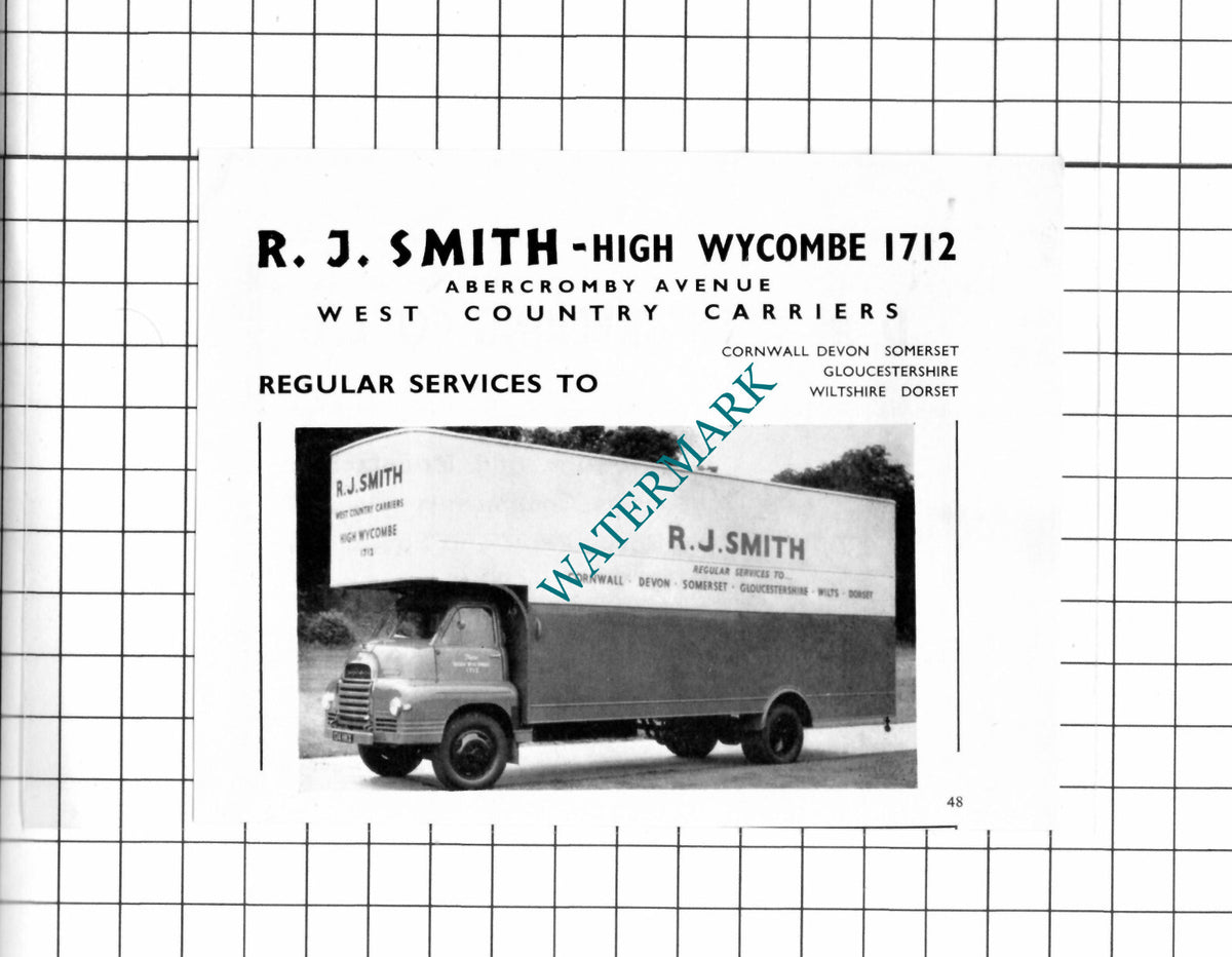 R J Smith West Country Carriers High Wycombe Buckinghamshire   - 1964 Advert