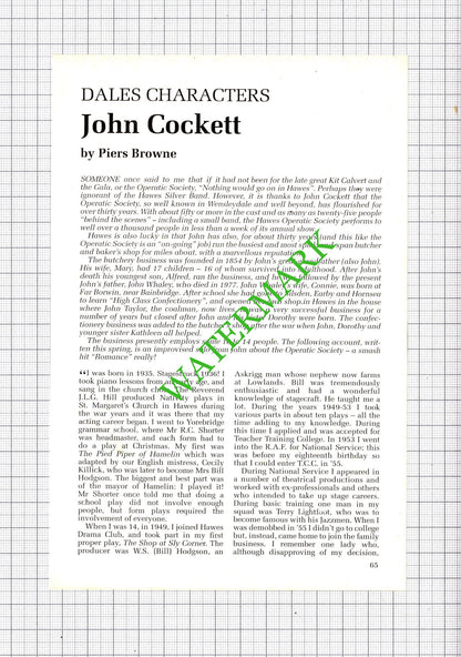 John Cockett Hawes North Yorkshire - 1992 Article