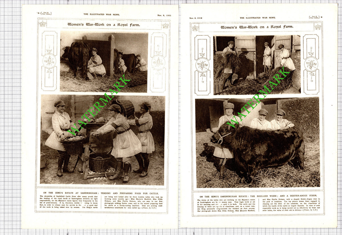 Hilda Hobson Phyllis Marjorie Maxfield Sandringham Estate -  1916 2-Part Cutting