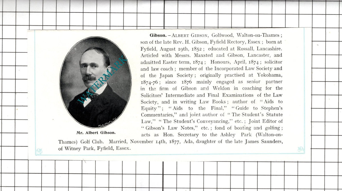 Frank Greenwood Dalston Albert Gibson Golfwood Walton on Thames  c.1905 Clipping